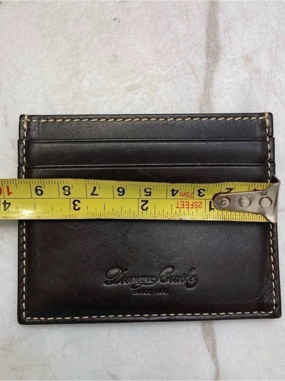 NWT Dooney & Bourke Brown Leather Card Holder with Red ID Window